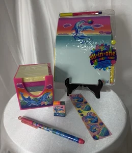 Vintage 90’s Lisa Frank Dolphin Lot NEW Cube / Stickers / Stationery Set - Picture 1 of 16