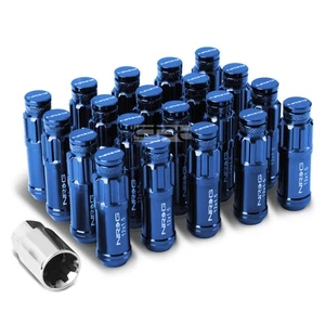 NRG 20PCS M12 X 1.5 EXTENDED LOCKING LUG WHEEL LOCK NUTS+DUST COVER+KEY BLUE - Picture 1 of 5