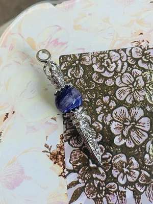 Natural Charoite Dorje Vajra Phurba Charms, Charoitew Pendant, Brass Clasp - Image 1 of 4