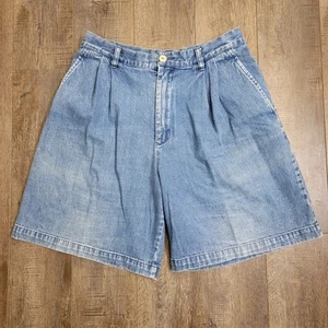 Vintage Ralph Lauren Jean Shorts Womens Size 14 Blue Baggy Soft Washed 90s - Picture 1 of 9