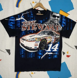 Vintage Nascar Tony Stewart AOP Tshirt XL Y2K Office Depot All Over Racing - Picture 1 of 11