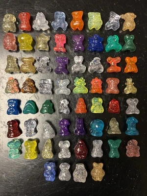 ALL SPARKLES & Clear Set of 1996 Gogos Crazy Bones with Eggy Speedy Jaws Glitter - Image 1 of 4