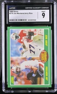 1989 Score #279 Joe Montana/Jerry Rice CGC 9 Graded- San Francisco 49ers - Picture 1 of 2