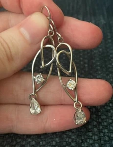 Brand New Goldmark Sterling Silver White Cubic Zirconia Dangle Earrings - Picture 1 of 3