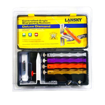 Lansky Deluxe Diamond 4 Hone Stone Controlled Angle Knife Sharpening System Set - Image 1 of 4