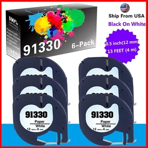 6 PK 91330 Label Tape Compatible for Dymo LetraTag LT-100H LT-100T QX 50 - Picture 1 of 2