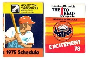Houston Astros ~ Horarios de bolsillo 1975 y 1978 ~ Envío gratuito - Imagen 1 de 1