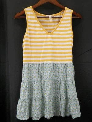 Matilda Jane Girls Sleeveless Yellow Stripe Multicolored Floral Dress Small - Image 1 of 4