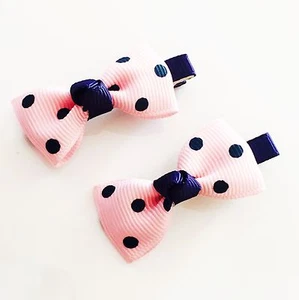 USA SELLER HANDMADE FABRIC Hair Clip PIN Claw Bowknot Kids Child Pink Blue - Picture 1 of 4