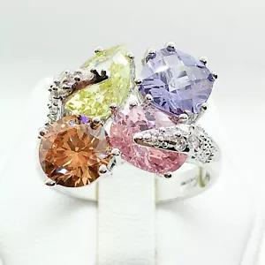 Anillo R4738 Mujer Moda Joyería Blanco Amarillo Enchapado Cristal Cóctel Cóctel Circonio Circal - Imagen 1 de 8