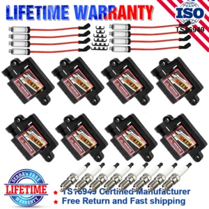 8X Square Ignition Coils & Spark Plugs Wires For Chevy GMC 4.8/5.3L 6.0L 8.1L US - Picture 1 of 18