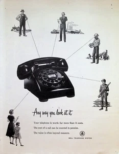VINTAGE 1950er Jahre Druckanzeige ~ Glockentelefonanlage ~ wie auch immer Sie es betrachten... - Bild 1 von 1