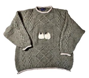 Maglione lana ghianda vintage donna M pecora ariete maglia cavo pescatore girocollo - Foto 1 di 6