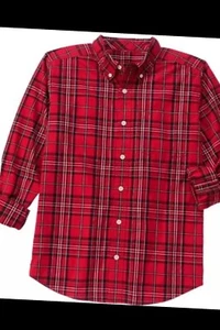 NWT Dads XL Gymboree VERY MERRY Cotton Red/Black button-up OXFORD DRESS SHIRT - Picture 1 of 6