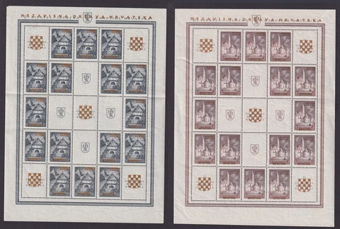 CROATIA 1941, Sc# B1-B2, Full sheets, MH Cover