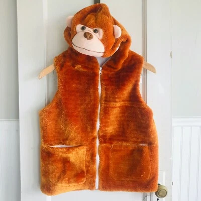 Disfraz de Mono de Peluche Halloween + Capucha Talla XL Cremallera Frontal Vestir Chaleco Conjunto Foto 1 de 4