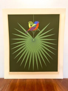 Charley Harper signed lithograph, Flamboyant Feathers, Painted Buntings 682/1500 - Picture 1 of 4