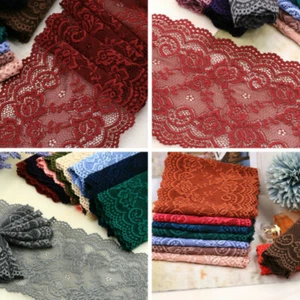 15CM Lace Trim Fabric Stretch Ribbon DIY Crafts Sewing Material Black for Dress - Picture 1 of 21