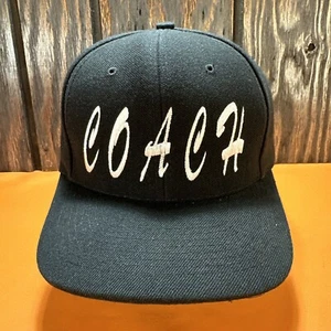 Vintage Coach Hat Snapback Cap 90s Wool Black Nissin Head Coach's Ball Baseball - Picture 1 of 12