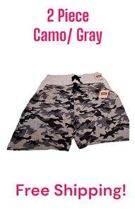Hanes Short 2er-Pack Herren Trikot Schlaf kurz elastische Taille Tasche grau tarnfarben/grau - Bild 1 von 3