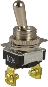 Toggle Switch, 120/240 VAC, SPST, Screw Terminal, Steel Housing Material Silver - Picture 1 of 4