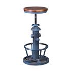 Aged Steampunk Deco Industrial Round Bottom Adjustable Height Cafe Coffee Ret...