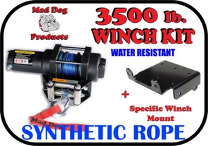 3500lb Mad Dog Synthetic Winch/Mount Kit for 2011-2014 Polaris RZR 900 / 900 4 - Picture 1 of 4