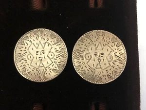 Vintage Sterling Silber 925 Manschettenknöpfe RBZ Mexiko Azteken Design - Bild 1 von 9