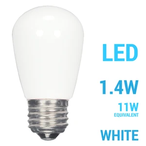 Satco LED COATED WHITE 2700K Sign Indicator Bulb 1.4W =11W S14 120V Medium E26 - Picture 1 of 6