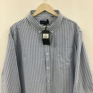 NEW Mens 3XL FIVE FOUR Valmont Dress Shirt Blue Striped XXL -SUPERB- 8c - Picture 1 of 7