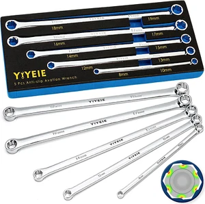 5-Piece Extra Long Box End Wrench Set, Metric 8Mm-19Mm, 6 Point Extended - Picture 1 of 9