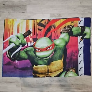 Ninja Turtles Pillowcase LEONARDO RAPHAEL Black Blue Red Green Purple Vtg - Picture 1 of 2