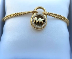MICHAEL KORS GOLD LOCK DESIGN WITH RHINESTONE BRACELET NEW NIB - Picture 1 of 9