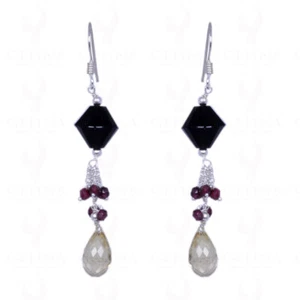 Black #Spinel, Red #Garnet & Lemon #Topaz #Gemstone #Earrings In #925 Silver - Picture 1 of 2
