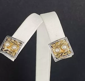Gerochristo Sterling Silver 18k Gold Pearl Studs - Picture 1 of 8
