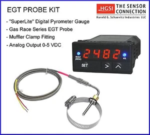 EGT Probe & Digital Pyrometer Kit "A" with Muffler Clamp, 0-5V Analog Output - Picture 1 of 4