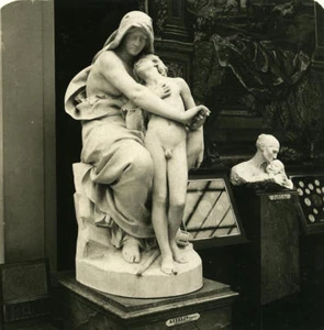 Paris Museum Luxembourg Sculpture Aizelin Old NPG Stereo Photo 1900 - Picture 1 of 3