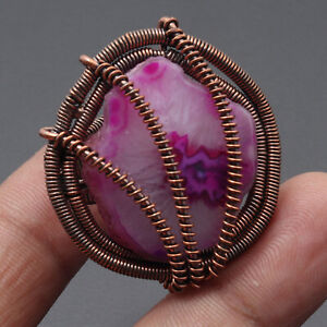 Wire Wrapped Agate Geode Slice Gemstone Ring US 6 Gift For Jewelry F7606