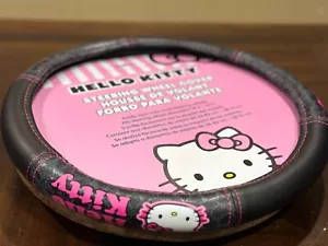 Hello Kitty Steering Wheel Cover 14.5"-15" - Black Leather - Picture 1 of 6
