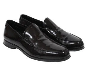 Mocasines Prada para hombre EE. UU. 11,5 Reino Unido 10,5 cuero borgoña sin cordones mocasín suela de goma - Imagen 1 de 11
