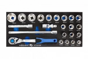 Juego de enchufes y accesorios HOGERT 24PC con trinquete 1/2 Dr en espuma EVA - Imagen 1 de 2