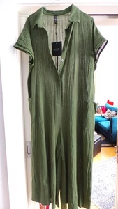SOMMEROVERALL JUMPSUIT JUST FASHION NOW DAMEN 42(L) GRÜN TÜTENTASCHEN KRAGEN NEU - Bild 1 von 4