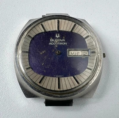 Bulova Accutron Cal 2182F Watch Vintage 7280-2 Quartz Mens Blue Dial To Restore - image 1 of 4
