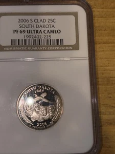 2006-S US Statehood Quarter Clad 25c .25 South Dakota NGC PF69 Ultra Cameo Gem! - Picture 1 of 1