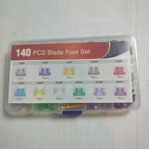 New Low Profile Mini Blade car Fuse Kit 140 Fuses Case Pull Tool Assorted Usa Us - Picture 1 of 6