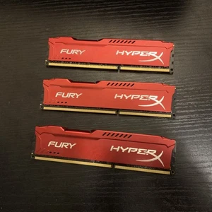Kingston HyperX FURY 24GB (LOT OF 3, 8GB Sticks) DDR3-1866 Red (HX318C10FR/8) - Picture 1 of 3