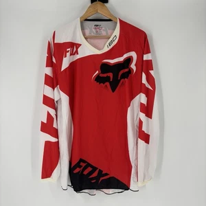 Vintage Fox Rwcing Jersey Size XL Big Logo Moto Racing Dirt Bike Gear Red White - Picture 1 of 6