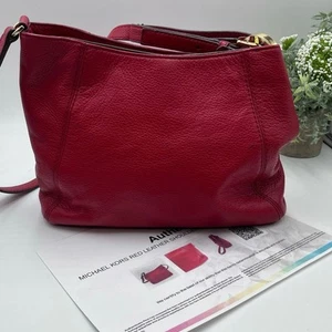 Michael Kors Fulton Red Pebbled Leather Satchel Crossbody Purse Handtasche Beuteltasche Bag - Bild 1 von 16