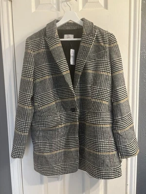 NWT Ann Taylor Loft Women’s Glen Plaid Wool Blend Blazer Size 12 MSRP $140 - Image 1 of 4