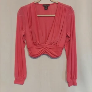 Sincerely Jules Womens Pink Sheer Long Sleeve Blouse Size Small - Picture 1 of 5